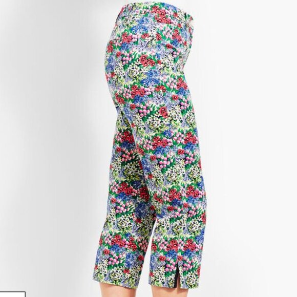 Talbots Womens Perfect Skimmer Floral Cropped Pants Size 14W Cotton Spandex - Picture 6 of 14